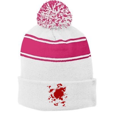 Fake Blood Splatter Gag Fancy Dress Stripe Pom Pom Beanie