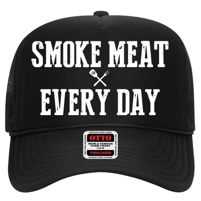 Funny BBQ Smoker Accessory Pitmaster Dad Grilling Gift High Crown Mesh Back Trucker Hat