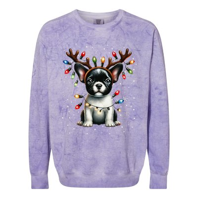 French Bulldog Santa Hat Christmas Pajamas Colorblast Crewneck Sweatshirt