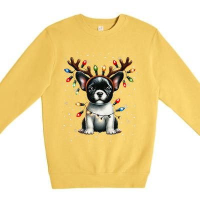 French Bulldog Santa Hat Christmas Pajamas Premium Crewneck Sweatshirt