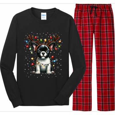 French Bulldog Santa Hat Christmas Pajamas Long Sleeve Pajama Set