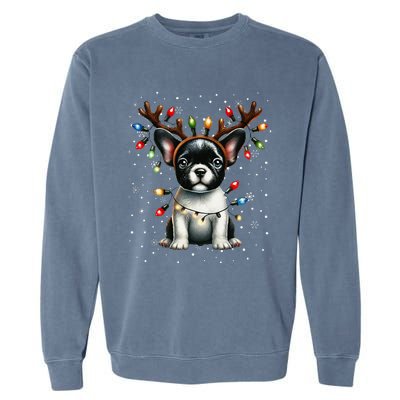 French Bulldog Santa Hat Christmas Pajamas Garment-Dyed Sweatshirt