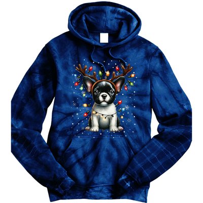 French Bulldog Santa Hat Christmas Pajamas Tie Dye Hoodie