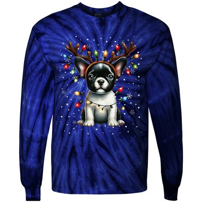 French Bulldog Santa Hat Christmas Pajamas Tie-Dye Long Sleeve Shirt