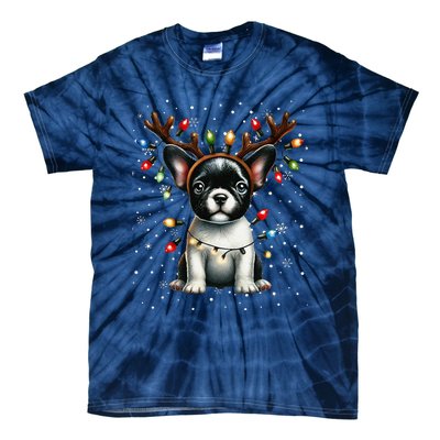 French Bulldog Santa Hat Christmas Pajamas Tie-Dye T-Shirt