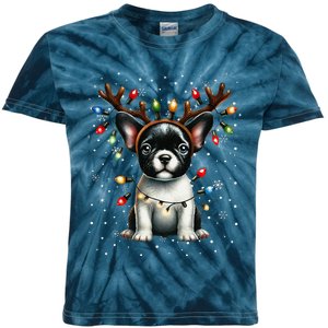 French Bulldog Santa Hat Christmas Pajamas Kids Tie-Dye T-Shirt