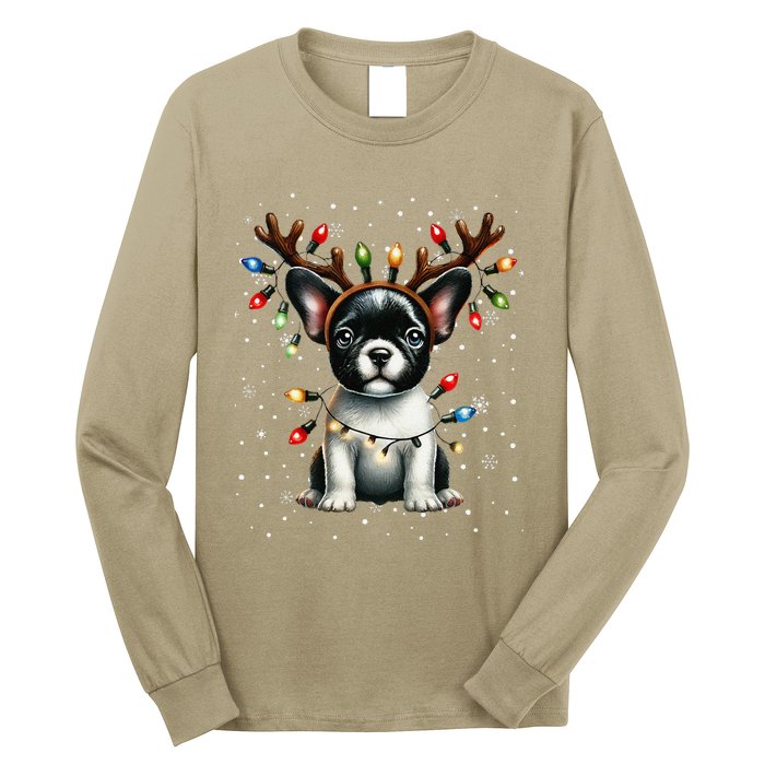 French Bulldog Santa Hat Christmas Pajamas Long Sleeve Shirt