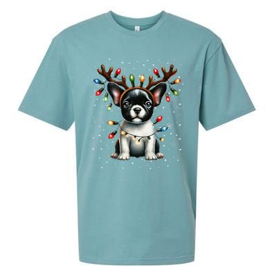 French Bulldog Santa Hat Christmas Pajamas Sueded Cloud Jersey T-Shirt