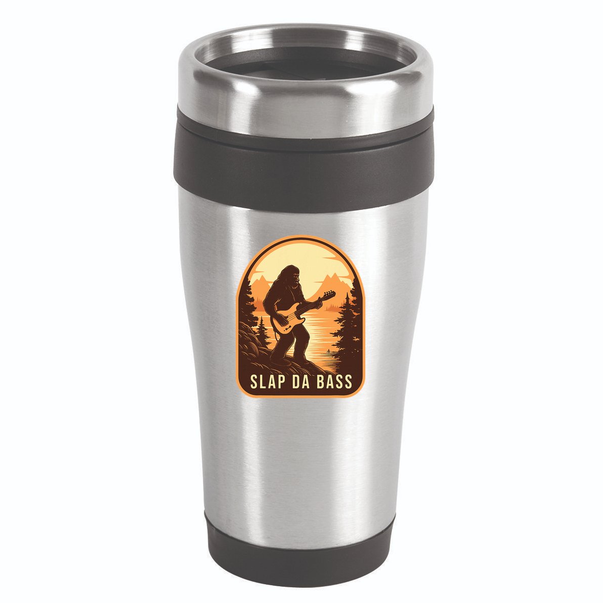 Funny Bigfoot Slap Da Bass Sasquatch Music Lover Bassist 16oz Travel Tumbler