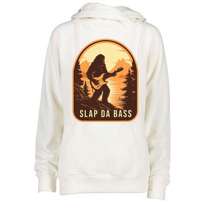 Funny Bigfoot Slap Da Bass Sasquatch Music Lover Bassist Womens Funnel Neck Pullover Hood