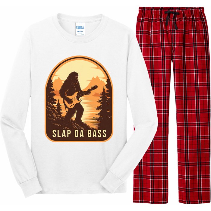 Funny Bigfoot Slap Da Bass Sasquatch Music Lover Bassist Long Sleeve Pajama Set