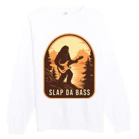 Funny Bigfoot Slap Da Bass Sasquatch Music Lover Bassist Premium Crewneck Sweatshirt