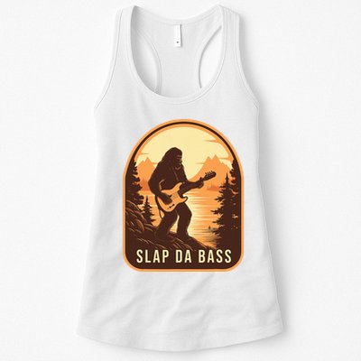 Funny Bigfoot Slap Da Bass Sasquatch Music Lover Bassist Womens Tank Top