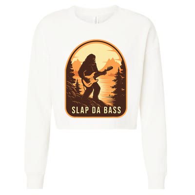 Funny Bigfoot Slap Da Bass Sasquatch Music Lover Bassist Cropped Pullover Crew