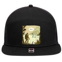Funny Bigfoot Sasquatch Loch Ness Monster Introvert Bruh 7 Panel Mesh Trucker Snapback Hat