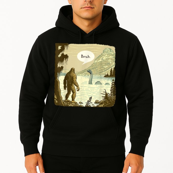 Funny Bigfoot Sasquatch Loch Ness Monster Introvert Bruh Hoodie