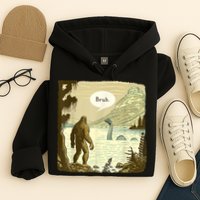 Funny Bigfoot Sasquatch Loch Ness Monster Introvert Bruh Hoodie