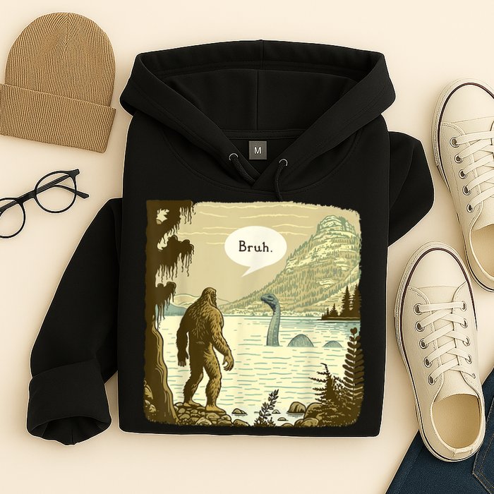 Funny Bigfoot Sasquatch Loch Ness Monster Introvert Bruh Hoodie