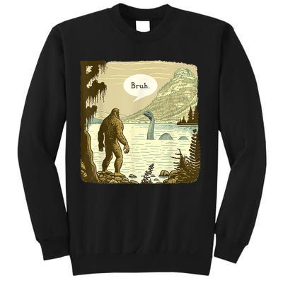 Funny Bigfoot Sasquatch Loch Ness Monster Introvert Bruh Sweatshirt