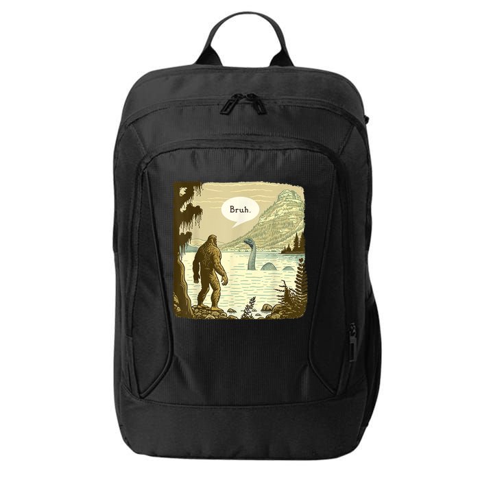 Funny Bigfoot Sasquatch Loch Ness Monster Introvert Bruh City Backpack