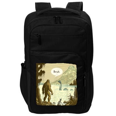 Funny Bigfoot Sasquatch Loch Ness Monster Introvert Bruh Impact Tech Backpack