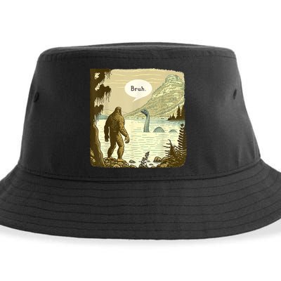 Funny Bigfoot Sasquatch Loch Ness Monster Introvert Bruh Sustainable Bucket Hat
