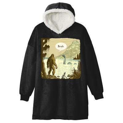 Funny Bigfoot Sasquatch Loch Ness Monster Introvert Bruh Hooded Wearable Blanket