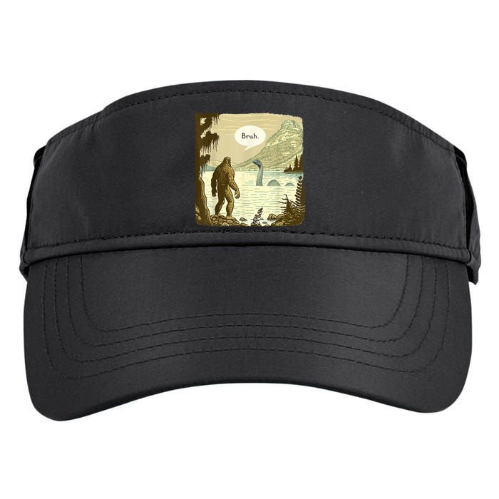Funny Bigfoot Sasquatch Loch Ness Monster Introvert Bruh Adult Drive Performance Visor