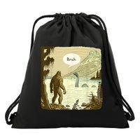 Funny Bigfoot Sasquatch Loch Ness Monster Introvert Bruh Drawstring Bag