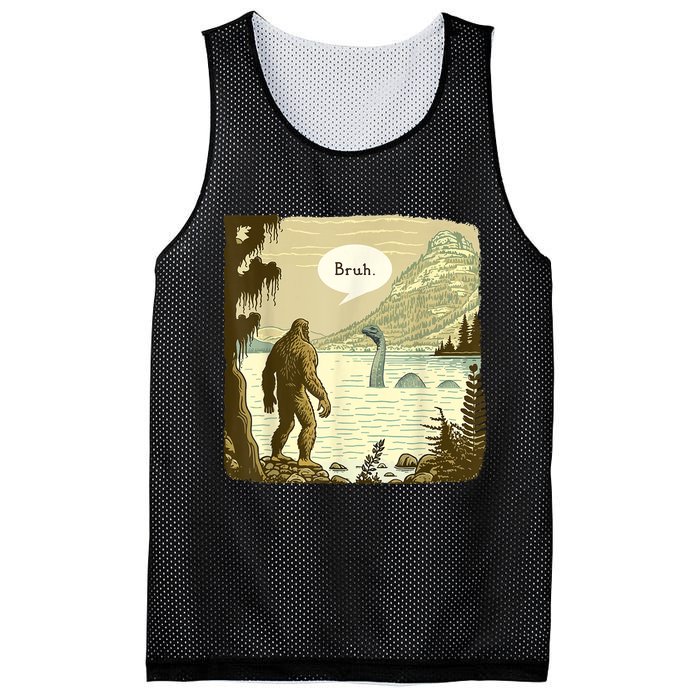 Funny Bigfoot Sasquatch Loch Ness Monster Introvert Bruh Mesh Reversible Basketball Jersey Tank