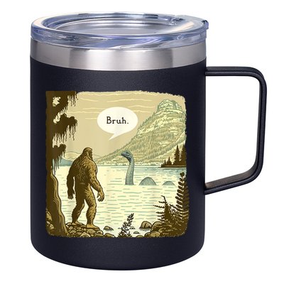 Funny Bigfoot Sasquatch Loch Ness Monster Introvert Bruh 12oz Stainless Steel Coffee Mug