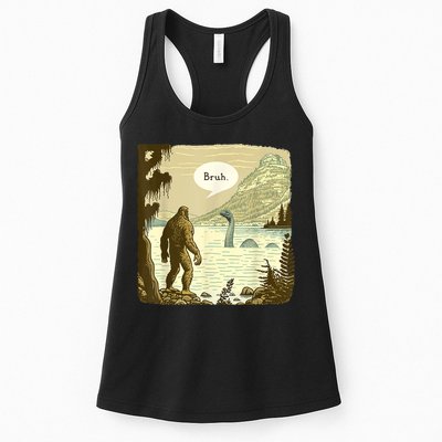 Funny Bigfoot Sasquatch Loch Ness Monster Introvert Bruh Womens Tank Top