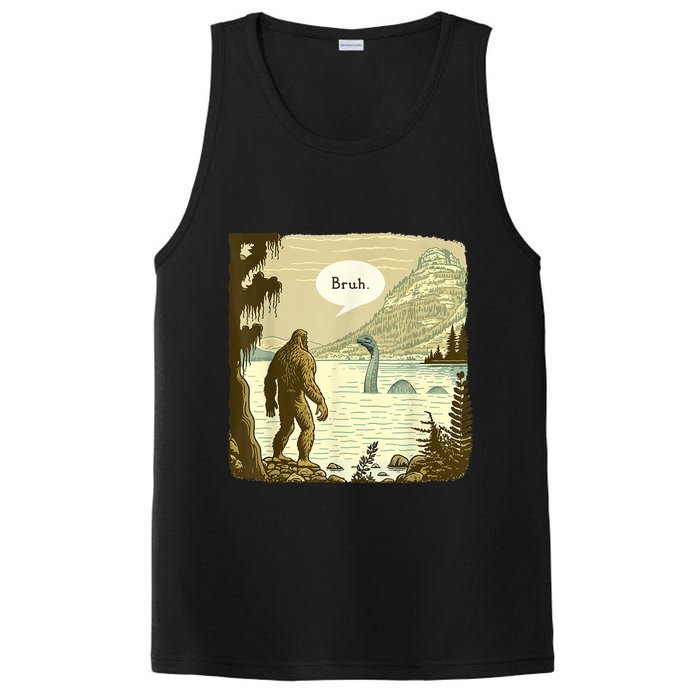 Funny Bigfoot Sasquatch Loch Ness Monster Introvert Bruh PosiCharge Competitor Tank