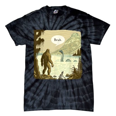 Funny Bigfoot Sasquatch Loch Ness Monster Introvert Bruh Tie-Dye T-Shirt