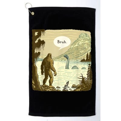 Funny Bigfoot Sasquatch Loch Ness Monster Introvert Bruh Golf Towel