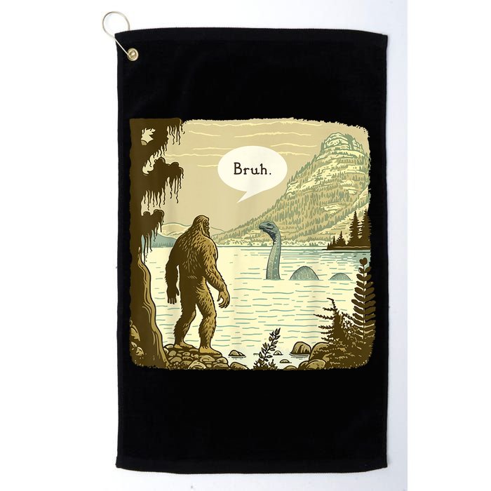 Funny Bigfoot Sasquatch Loch Ness Monster Introvert Bruh Golf Towel