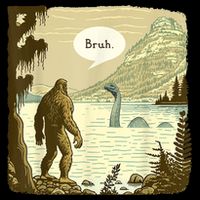Funny Bigfoot Sasquatch Loch Ness Monster Introvert Bruh Cropped Pullover Crew
