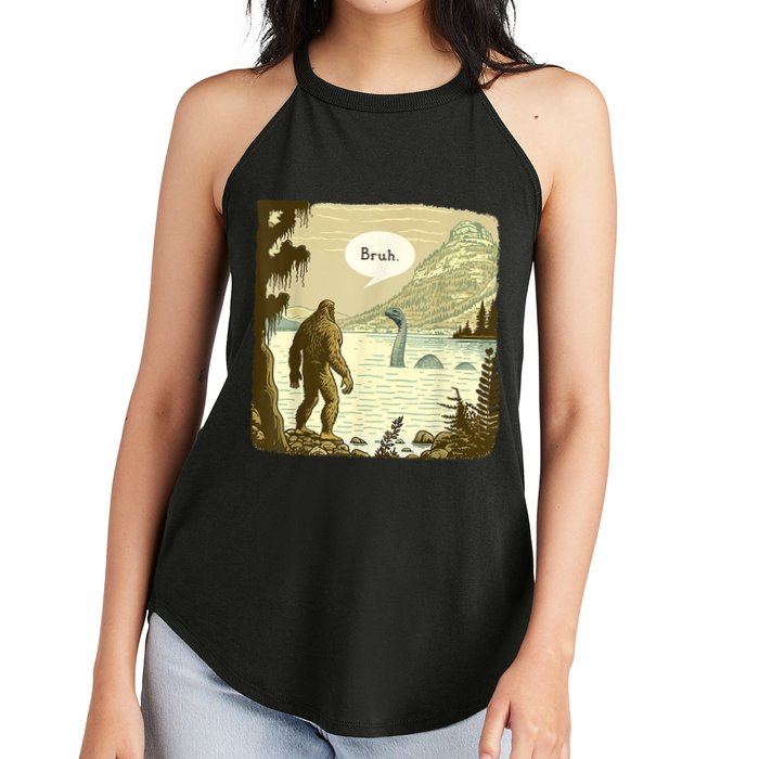 Funny Bigfoot Sasquatch Loch Ness Monster Introvert Bruh Women's Perfect Tri Rocker Tank