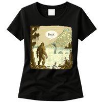 Funny Bigfoot Sasquatch Loch Ness Monster Introvert Bruh Womens T-Shirt