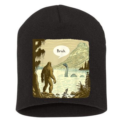 Funny Bigfoot Sasquatch Loch Ness Monster Introvert Bruh Short Acrylic Beanie