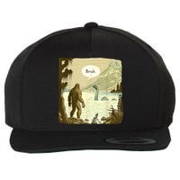 Funny Bigfoot Sasquatch Loch Ness Monster Introvert Bruh Wool Snapback Cap
