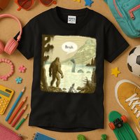 Funny Bigfoot Sasquatch Loch Ness Monster Introvert Bruh Kids T-Shirt