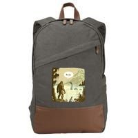 Funny Bigfoot Sasquatch Loch Ness Monster Introvert Bruh Cotton Canvas Backpack