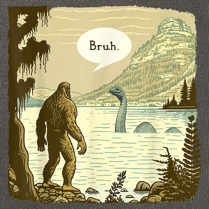 Funny Bigfoot Sasquatch Loch Ness Monster Introvert Bruh Cotton Canvas Backpack