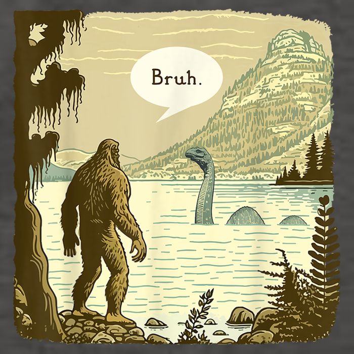 Funny Bigfoot Sasquatch Loch Ness Monster Introvert Bruh Vector Backpack