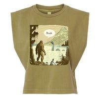 Funny Bigfoot Sasquatch Loch Ness Monster Introvert Bruh Garment-Dyed Women's Muscle Tee