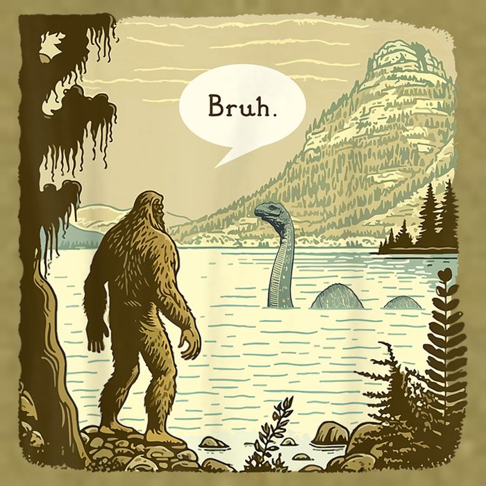 Funny Bigfoot Sasquatch Loch Ness Monster Introvert Bruh Garment-Dyed Women's Muscle Tee
