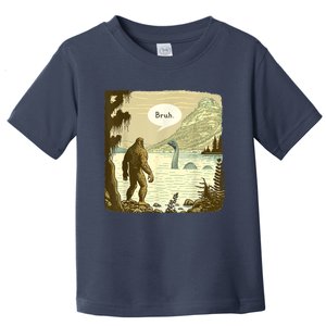 Funny Bigfoot Sasquatch Loch Ness Monster Introvert Bruh Toddler T-Shirt