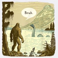 Funny Bigfoot Sasquatch Loch Ness Monster Introvert Bruh Garment-Dyed Sweatshirt