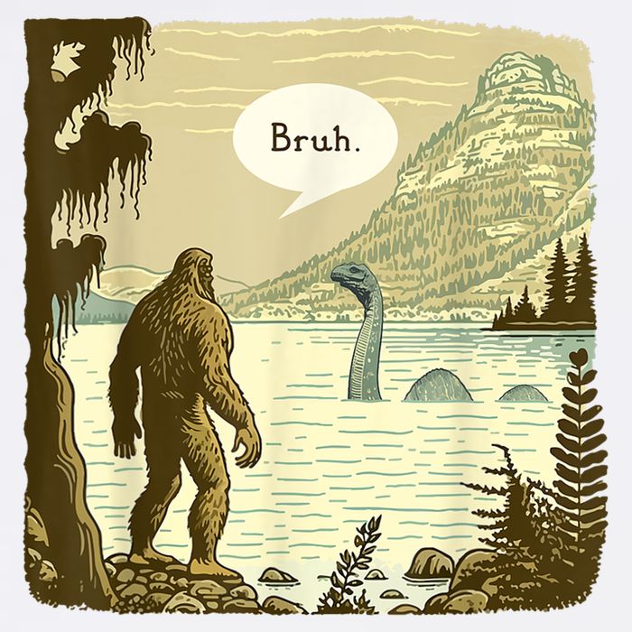 Funny Bigfoot Sasquatch Loch Ness Monster Introvert Bruh Garment-Dyed Sweatshirt